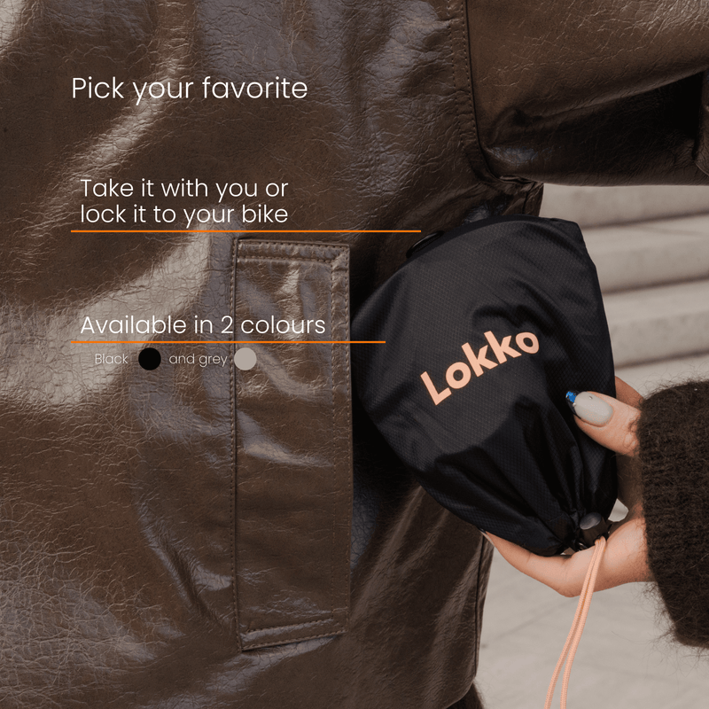 Compact Lokko helmet bag in black, available in black or grey